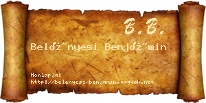 Belényesi Benjámin névjegykártya