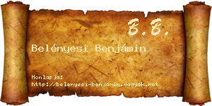 Belényesi Benjámin névjegykártya